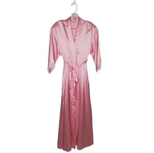 Vintage Christian Dior Niemann Marcus Robe Pink Satin 3/4 Length Sleeves Sz M